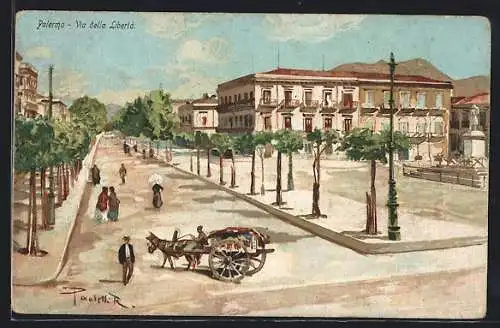 Künstler-AK Palermo, Via della Liberta