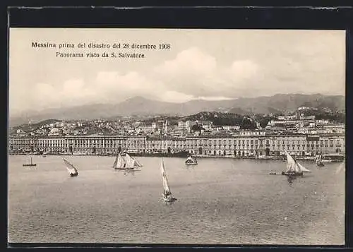 AK Messina, Prima del disastro 1908, Panorama visto da S. Salvatore