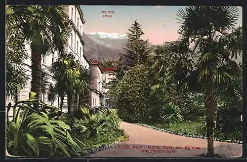AK Arco, Grand Hotel des Palmes mit Parkanlagen, Mte Stivo