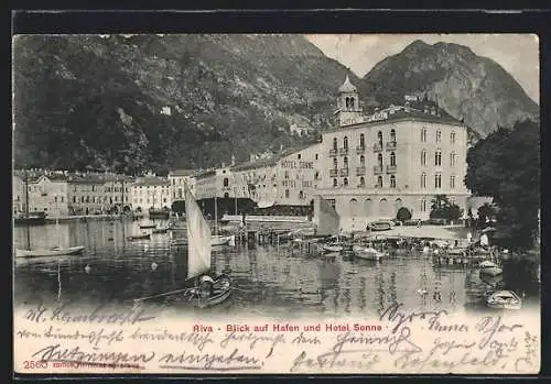AK Riva, Blick auf Hafen & Hotel Sonne