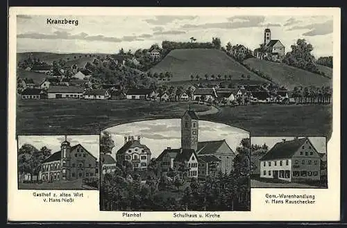 Künstler-AK sign. Hans Pernat: Kranzberg / Freising, Gasthof zum alten Wirt, Handlung von Hans Rauschecker