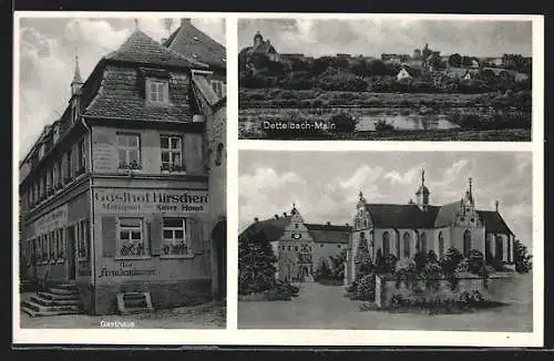 AK Dettelbach /Main, Gasthof zum Hirschen, Kirche