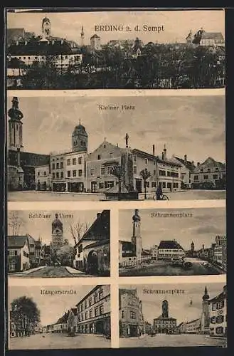 AK Erding, Kleiner Platz, Schöner Turm, Schrannenplatz