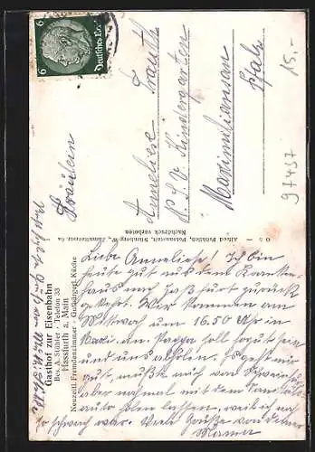 AK Hassfurt a. Main, Gasthof zur Eisenbahn, Teilansicht
