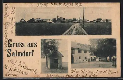 AK Salmdorf / Haar, Gesamtansicht, kleine Kapelle, Ortspartie