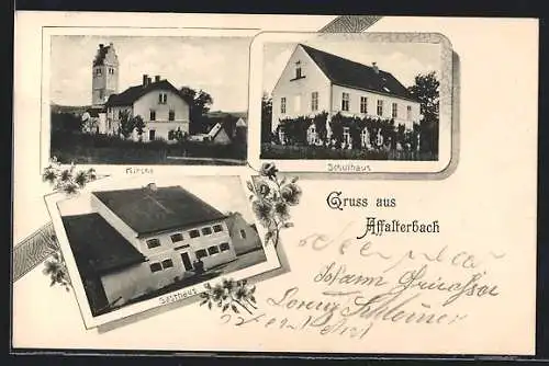 AK Affalterbach, Kirche, Schulhaus, Gasthaus