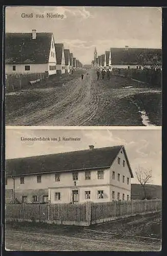 AK Nörting, Ortsansicht an der Hauptstrasse, Limonadenfabrik J. Kastlmeier