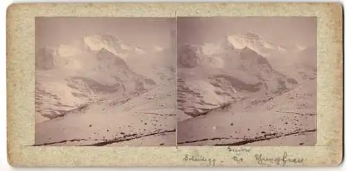 Stereo-Fotografie unbekannter Fotograf und Ort, Blick nach dem Scheidegg und Jungfrau Gletscher