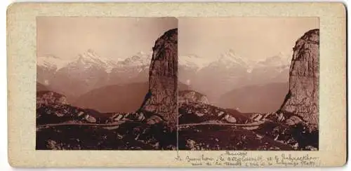 Stereo-Fotografie unbekannter Fotograf und Ort, Blick vom Gumihorn nach dem Schreckhorn, schweizer Alpen