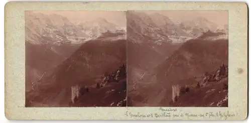 Stereo-Fotografie unbekannter Fotograf und Ort, schweizer Alpen, Blick zum Grosshorn und BReithorn