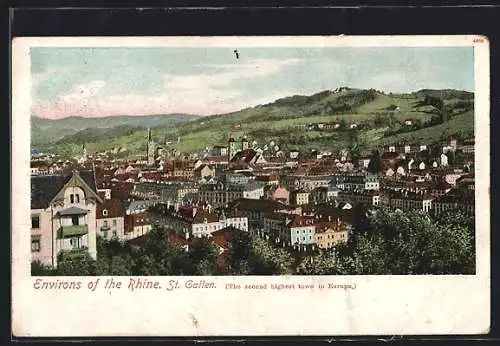 AK St. Gallen, Ortsansicht aus der Vogelschau