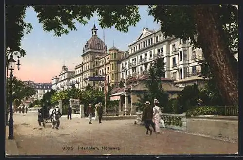 AK Interlaken, Höheweg mit Kutsche