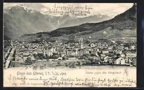 AK Glarus, Ortsansicht gegen den Kärpfstock