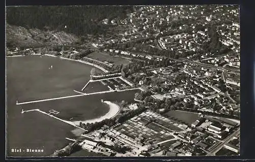AK Biel, Ortsansicht aus der Vogelschau