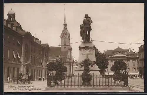 AK Bern, Burgerspital mit Bubenbergdenkmal
