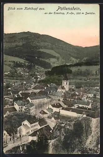 AK Pottenstein /Triesting, Teilansicht mit Fernblick aus der Vogelschau