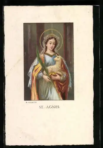 AK Schutzpatronin St. Agnes mit Lamm