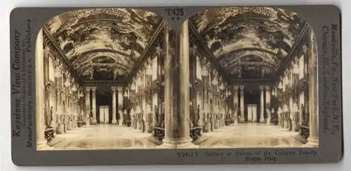 Stereo-Fotografie Keystone View Company, Meadville, Ansicht Rome, Gallery in Palace of the Colonna Family