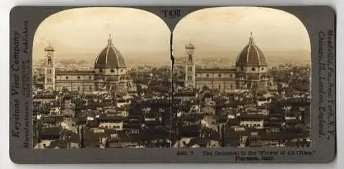 Stereo-Fotografie Keystone View Company, Meadville, Ansicht Florenz - Florence, City View with Cathedral