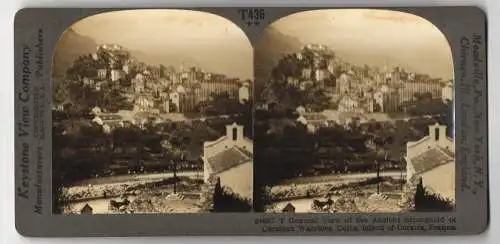 Stereo-Fotografie Keystone View Company, Meadville, Ansicht Corsica, General View of the Ancient Stronghold of Corsican