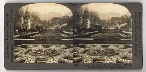 Stereo-Fotografie Keystone View Company, Meadville, Ansicht Mentone, Among the Spacious & Luxuriant Gardens