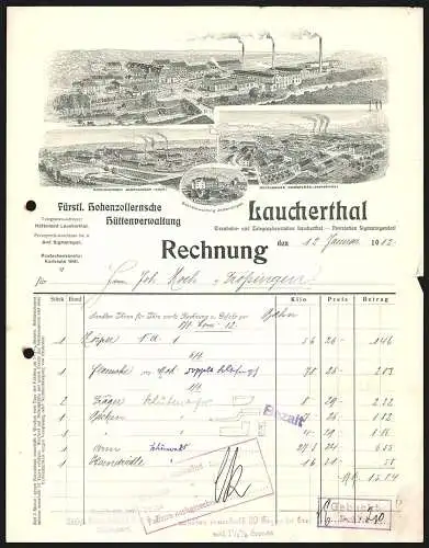 Rechnung Laucherthal 1912, Fürstl. Hohenzollernsche Hüttenverwaltung, Blick auf die Geschäftsstellen, Beamtenwohnung