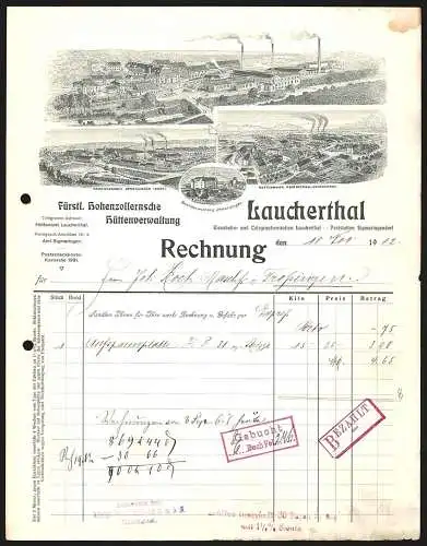 Rechnung Laucherthal 1912, Fürstl. Hohenzollernsche Hüttenverwaltung, Blick auf diverse Werksanlagen, Beamtenwohnung