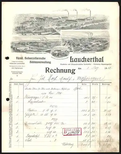 Rechnung Laucherthal 1912, Fürstl. Hohenzollernsche Hüttenverwaltung, Drei Betriebsanlagen, Beamtenwohnung