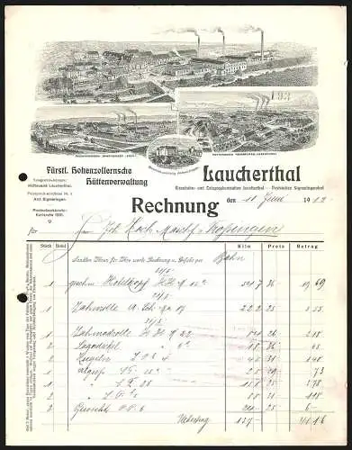 Rechnung Laucherthal 1912, Fürstlich Hohenzollernsche Hüttenverwaltung, Die Hauptfabrik und zwei Filialbetriebe