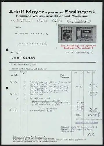 Rechnung Esslingen a. N. 1929, Adolf Mayer, Präzisions-Werkzeugmaschinen & -Werkzeuge, Der Laden in der Neckarstr. 9