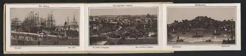 Leporello-Album Hamburg mit 12 Lithographie-Ansichten, Hafen, Zoologischer Garten, Blankenese