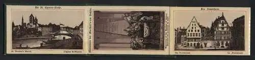 Leporello-Album Strassburg mit 12 Lithographie-Ansichten, St. Thomas-Kirche, Mausoleum Marschall v. Sachsen, Frauenhaus