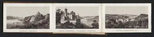 Leporello-Album Koblenz mit 16 Lithographie-Ansichten, Marxburg, Braubach, Schloss Stolzenfels, Ehrenbreitstein