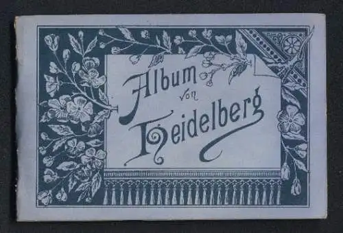 Leporello-Album Heidelberg mit 12 Lithographie-Ansichten, Der gesprengte Turm, Das grosse Fass, Wolfsbrunnen
