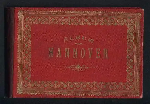 Leporello-Album Hannover mit 11 Lithographie-Ansichten, Christus-Kirche, Tivoli-Garten, Welfenschloss, Bahnhof