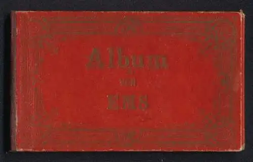 Leporello-Album Ems mit 12 Lithographie-Ansichten, Kurhaus, Russische Kapelle, Englische Kirche, Bad Ems