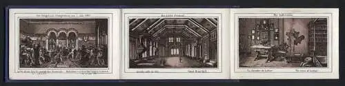 Leporello-Album Eisenach mit 12 Lithographie-Ansichten, Wartburg, Sängersaal, Grosser Festsaal, Lutherstube