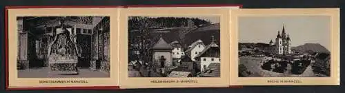 Leporello-Album Mariazell mit 14 Lithographie-Ansichten, Schatzkammer, Heiligenbrunn, Kirche, Josefberg
