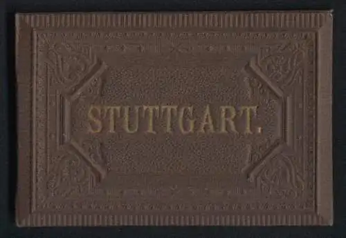 Leporello-Album Stuttgart mit 12 Lithographie-Ansichten, Villa Berg, Cannstadt, Wilhelma, Villa Rosenstein