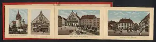 Leporello-Album Lindau i. B. mit 11 Lithographie-Ansichten, Diebsturm mit Peterskirche, Rathaus, Reichsplatz, Marktplatz