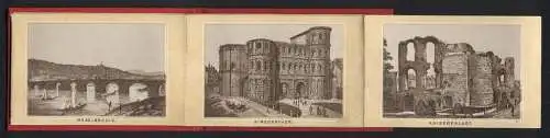 Leporello-Album Trier mit 12 Lithographie-Ansichten, Moselbrücke, Simeonstor, Kaiserpalast, Amphitheater
