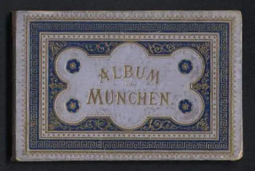 Leporello-Album München mit 14 Lithographie-Ansichten, Siegestor, Theatinerkirche, Feldherrnhalle, Maximilianeum