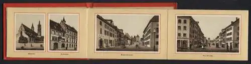 Leporello-Album Villingen mit 11 Lithographie-Ansichten, Münster, Sparkasse, Bicken-Strasse, Riet-Strasse