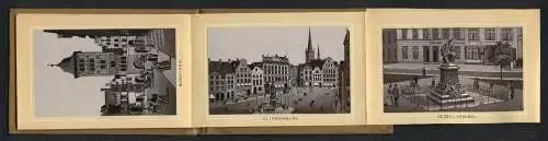 Leporello-Album Lübeck mit 11 Lithographie-Ansichten, Burgtor, Klingenberg, Geibel-Denkmal, Ratskeller, Panorama