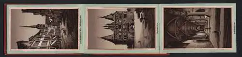 Leporello-Album Lübeck mit 12 Lithographie-Ansichten, Breitestrasse, Jacobikirche, Holstentor, Börsenhallen