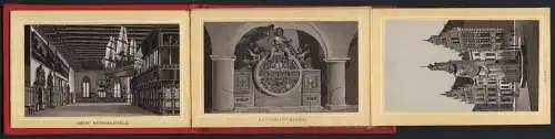 Leporello-Album Bremen mit 12 Lithographie-Ansichten, Obere Rathaushalle, Ratskeller, Roland-Statue, Freihafen