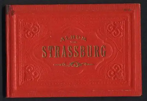 Leporello-Album Strassburg mit 20 Lithographie-Ansichten, Landesausschuss-Gebäude, Landes-Bibliothek, Kehler-Brücke