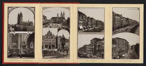 Leporello-Album Magdeburg mit 10 Lithographie-Ansichten, Dom, Börse, Breite Weg, Kaiserstrasse, Neue Jacobstrasse