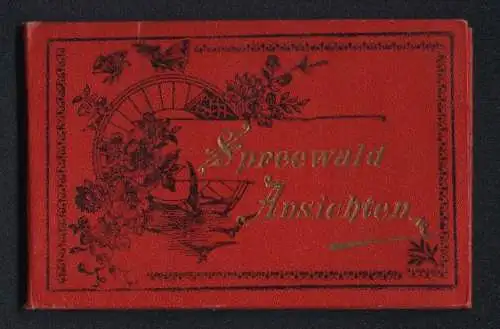 Leporello-Album Lübbenau mit 12 Lithographie-Ansichten, Forsthaus, Kanomühle, Gasthof zur Bleiche in Burg