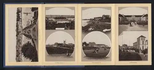 Leporello-Album Sonderburg mit 8 Lithographie-Ansichten, Perlstrasse, Rathaus, Ponton-Brücke, Kaserne, Kurhaus